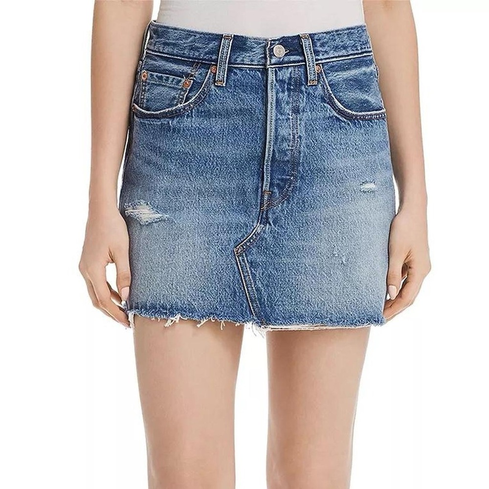 Levi's Blue Distressed Mini Skirt
